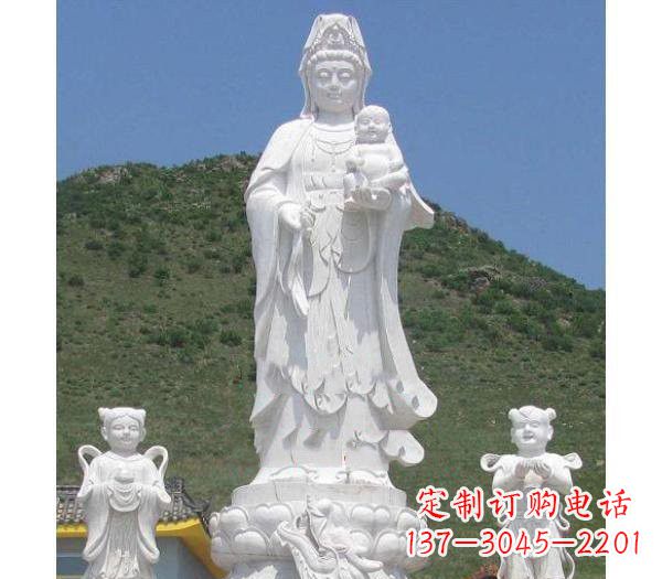 聊城汉白玉观音善财童子龙女雕塑