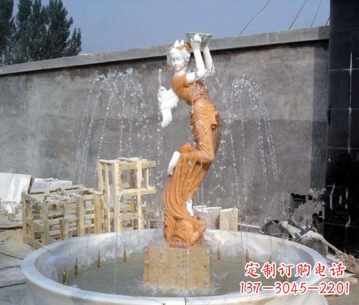 聊城高端石膏西方人物公园喷泉雕塑