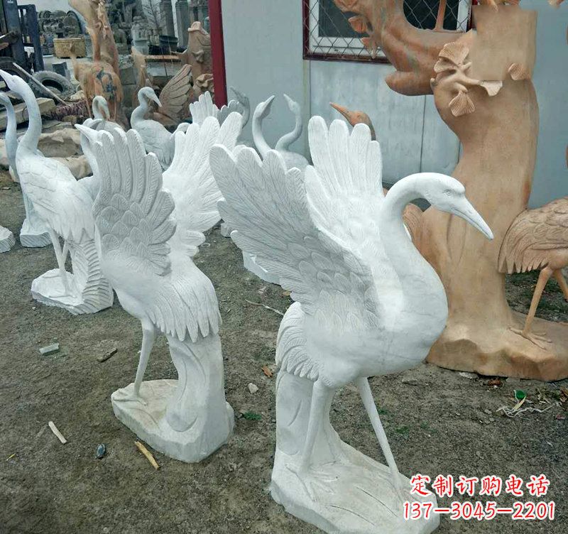 聊城汉白玉仙鹤石雕