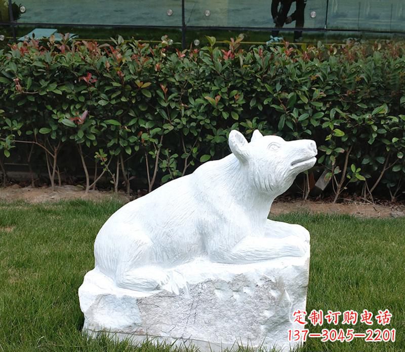 聊城唯美可爱的汉白玉小区动物熊雕塑
