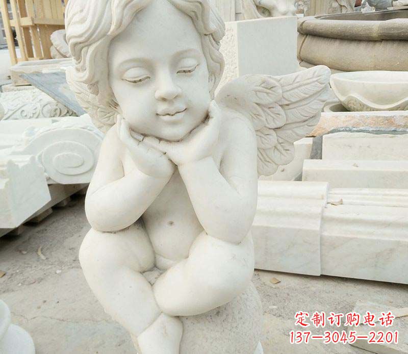 聊城汉白玉小天使西方儿童石雕,让孩子们拥有属于自己的天使
