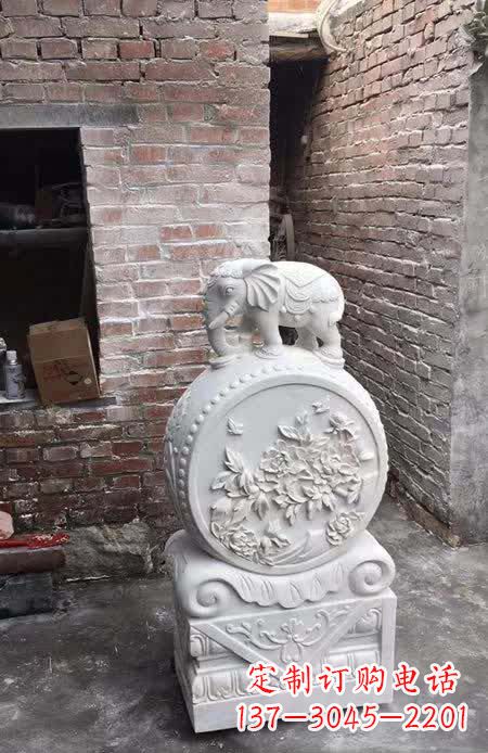 聊城汉白玉小象抱鼓石雕塑之美