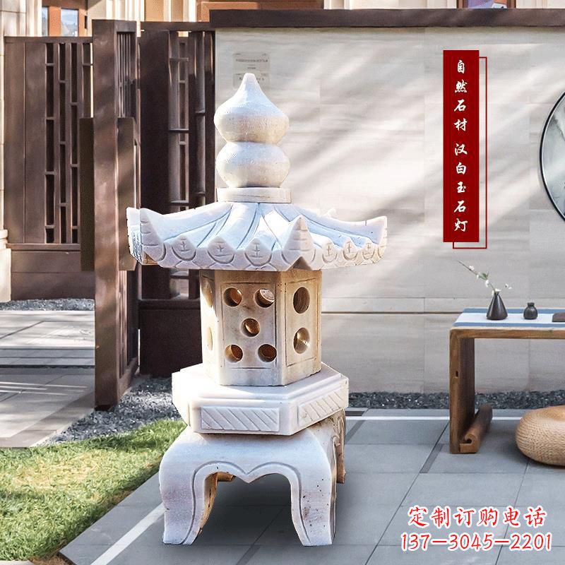 聊城中领雕塑-经典经典汉白玉灯笼园林雕塑