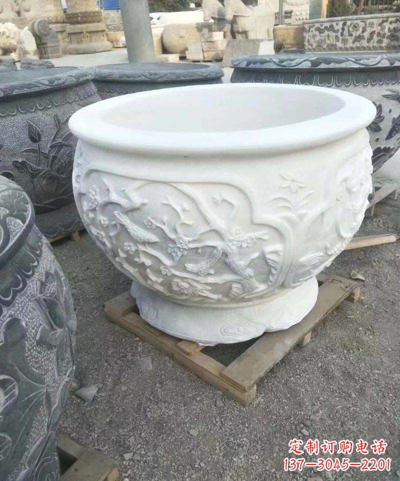 聊城汉白玉圆形水缸