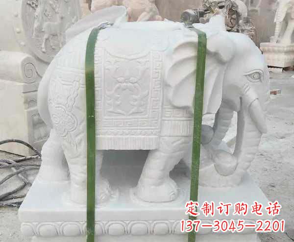 聊城汉白玉招财大象石雕 (2)