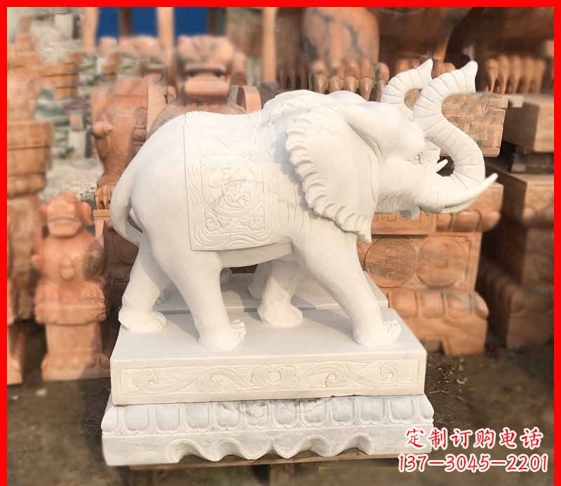 聊城汉白玉招财大象石雕 (4)