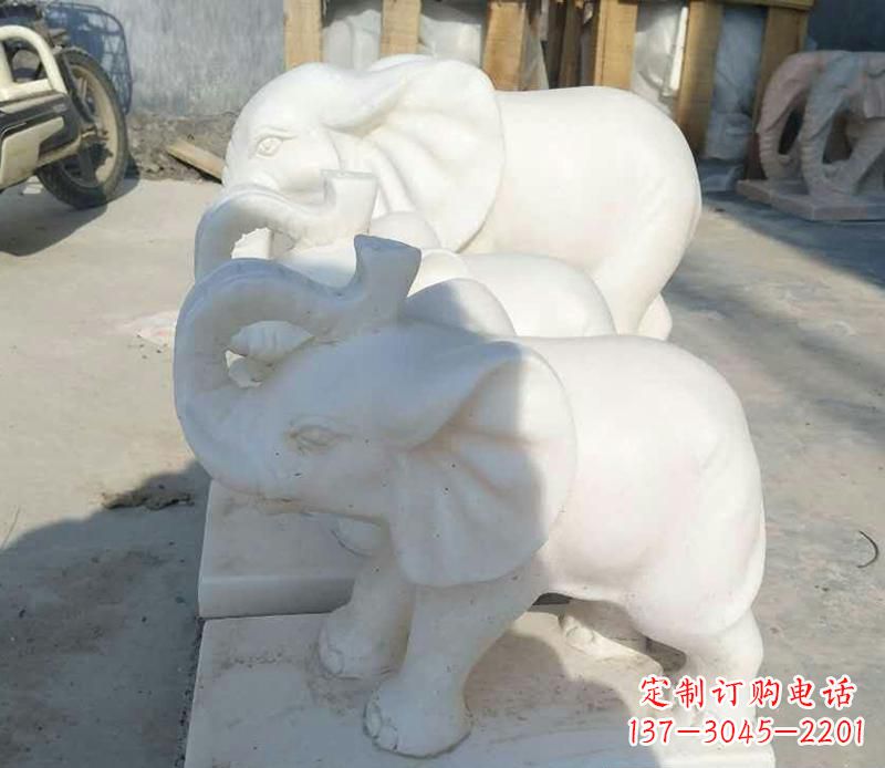 聊城汉白玉招财小象雕塑