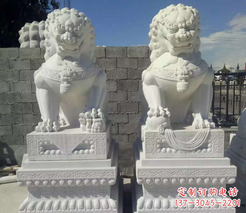 聊城汉白玉镇宅狮子石雕,完美贴近生活