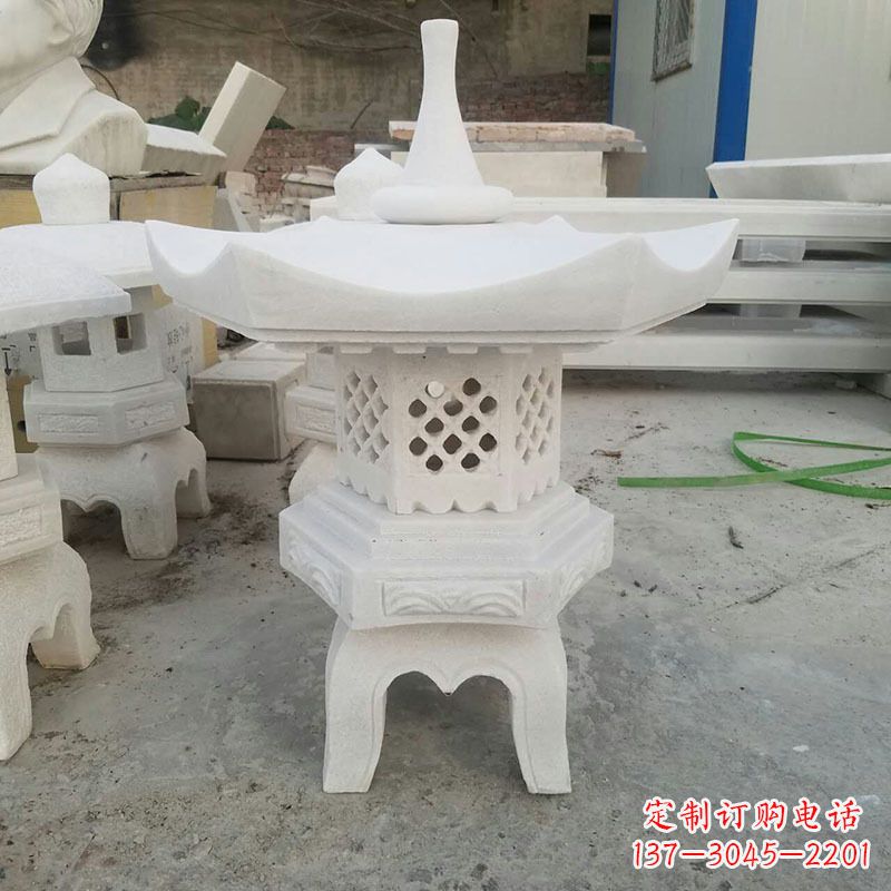 聊城汉白玉中式石雕灯笼