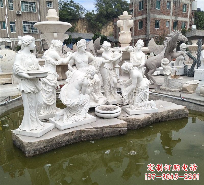 聊城汉白玉众宁芙侍奉阿波罗雕塑