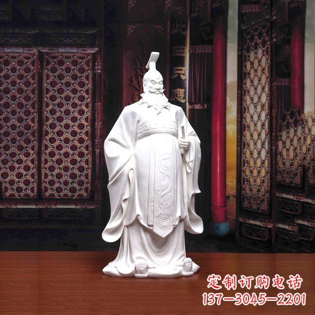 聊城汉白玉石雕刻,高贵内敛的汉武帝刘彻汉雕像