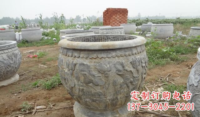 聊城荷花花盆公园景观石浮雕