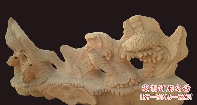 聊城荷花鲤鱼石雕,精美绝伦