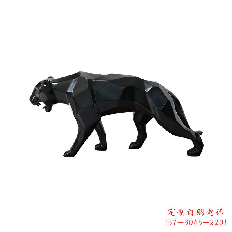 聊城黑色魅力,豹子玻璃钢雕塑