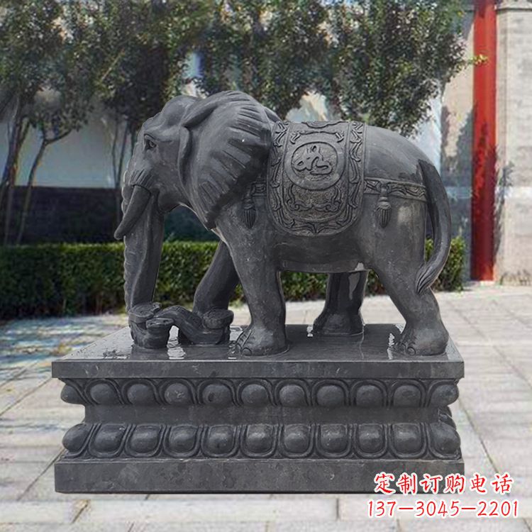 聊城黑色石雕大象