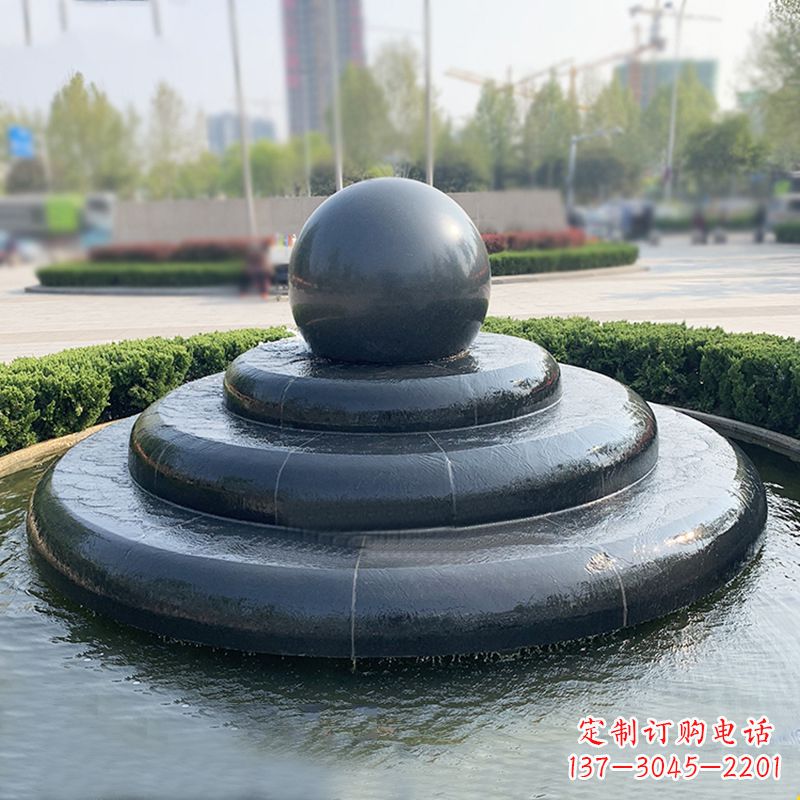 聊城黑曜石风水球:精美雕塑装点繁华都市