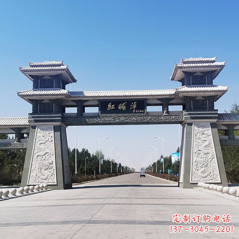聊城红碱淖景区石雕汉阙大门