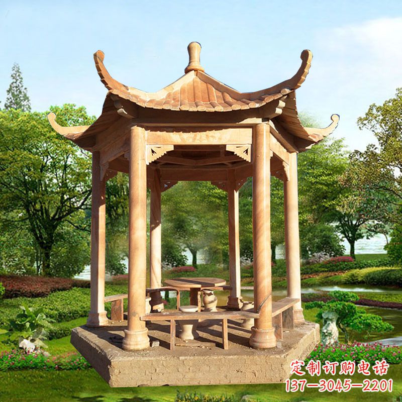 聊城红色大理石凉亭