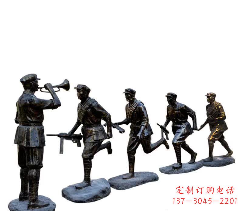 聊城传承红色精神，红军铜雕震撼人心