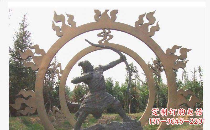 聊城后羿射日玻璃钢仿铜人物雕塑