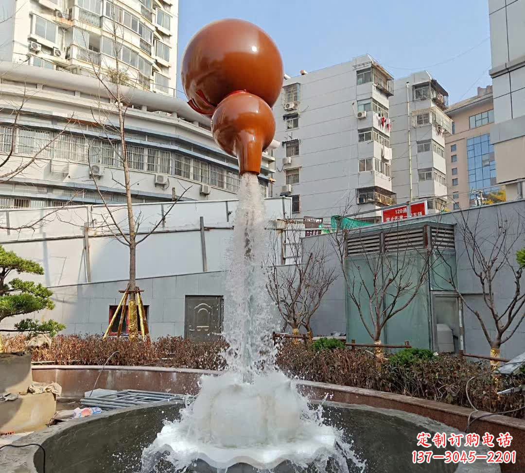 聊城葫芦广场喷泉雕塑,精致唯美