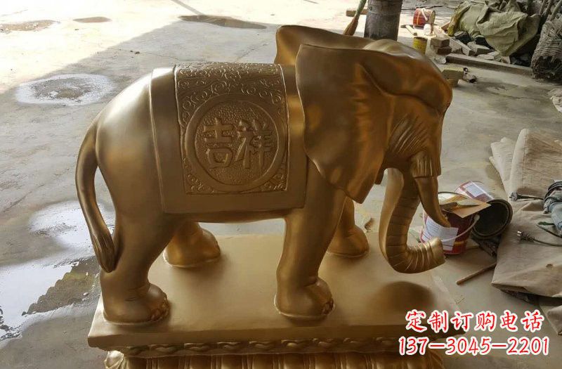 聊城湖南玻璃钢仿铜大象案例
