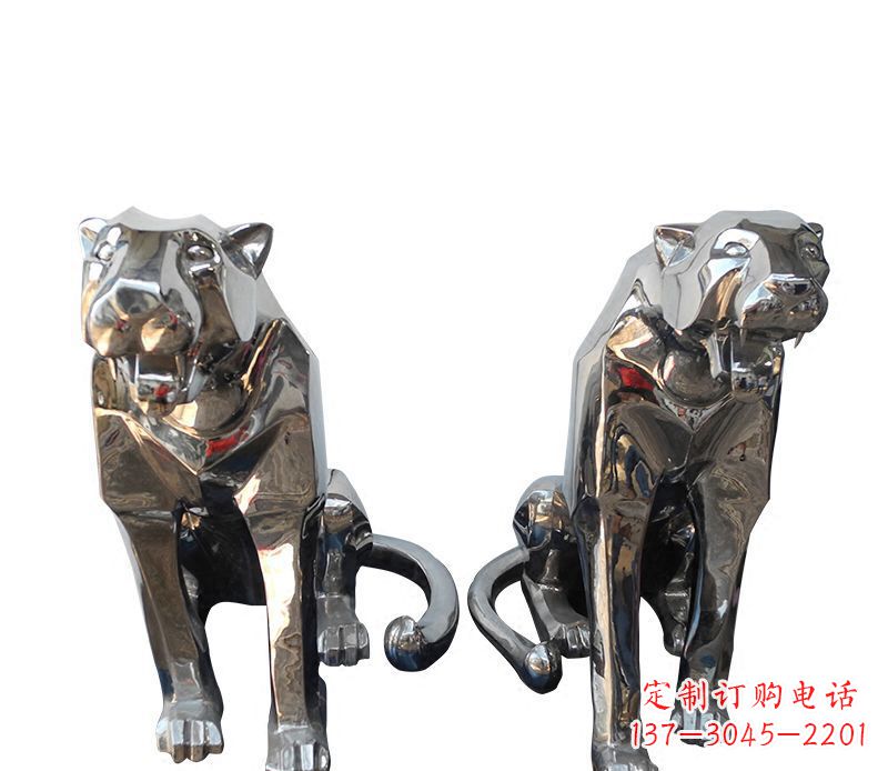 聊城中领雕塑专业制作室外豹子雕塑