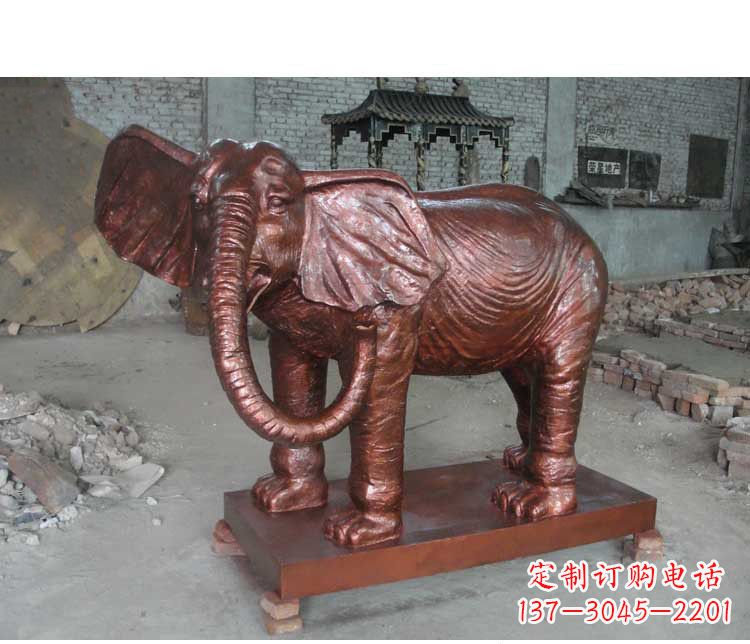 聊城户外大象动物铜雕塑