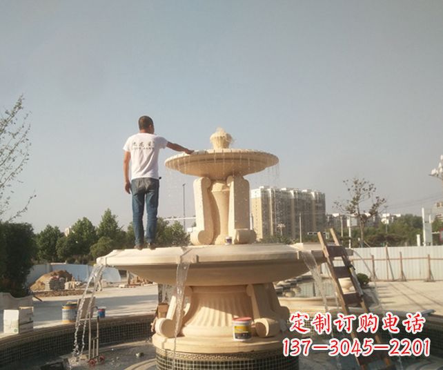 聊城户外多层喷泉石雕_1