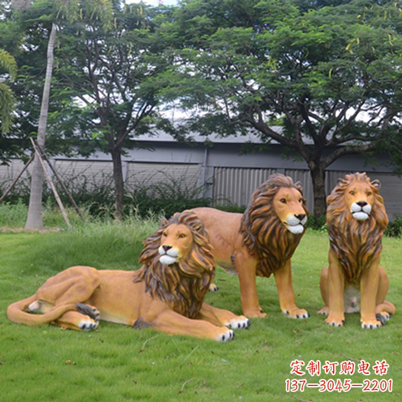 聊城把公园里的斗勇气释放出来--领雕金刚户外仿真狮子雕塑