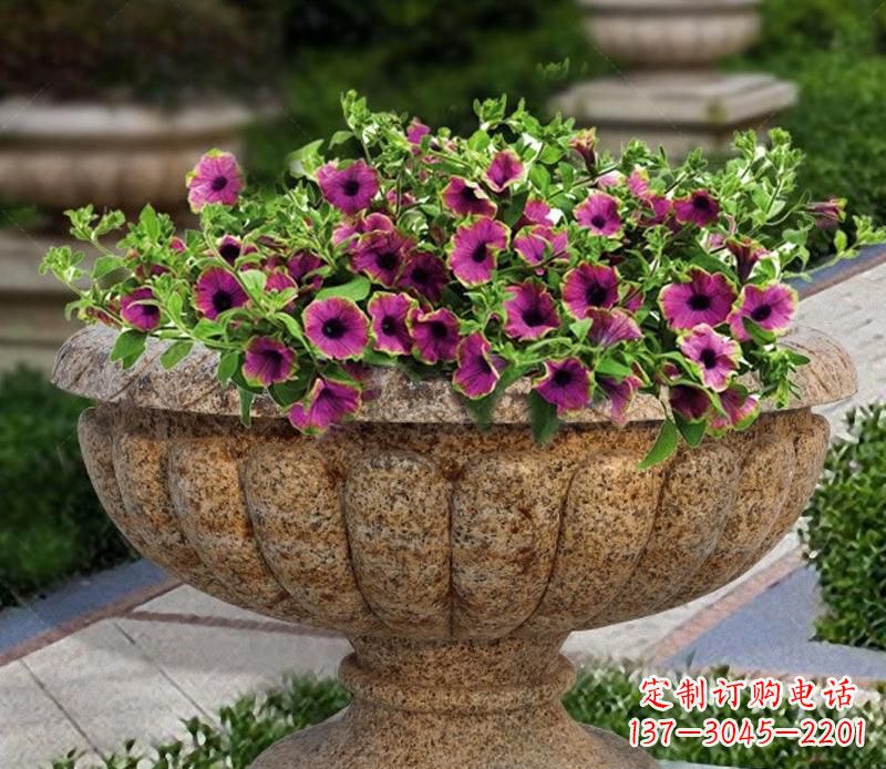 聊城花岗岩小区景观花盆雕塑 (2)