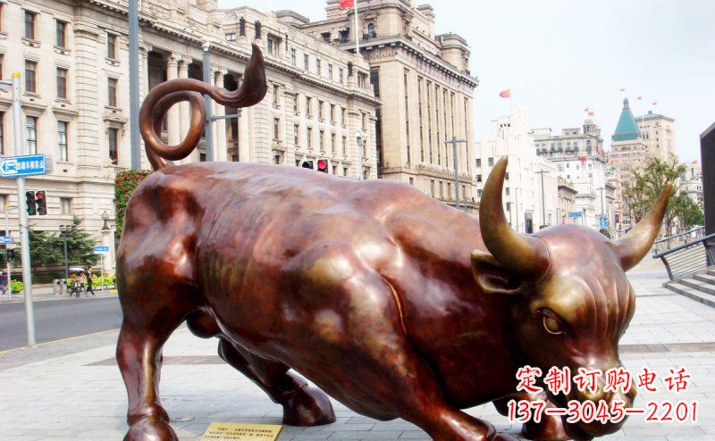聊城华尔街牛招财牛铜雕,拥有力量的象征