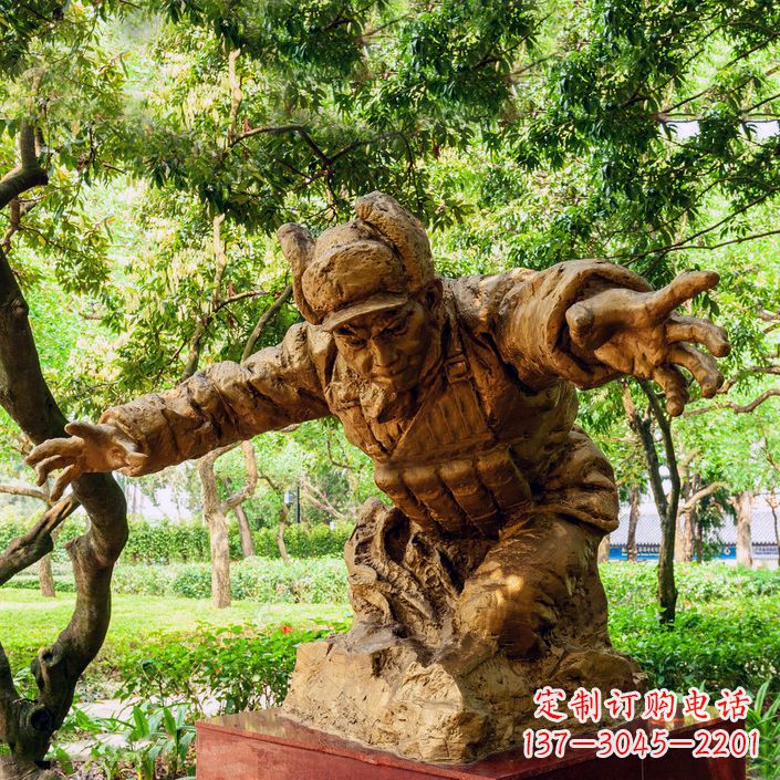 聊城中领雕塑:黄继光铜雕著名抗战英雄雕像