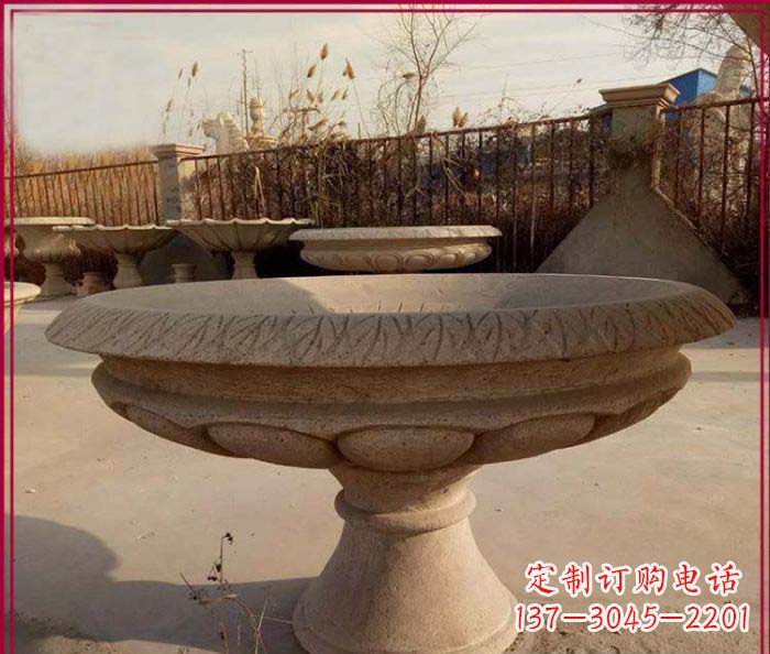聊城黄锈石花盆雕塑,让花园更加美丽