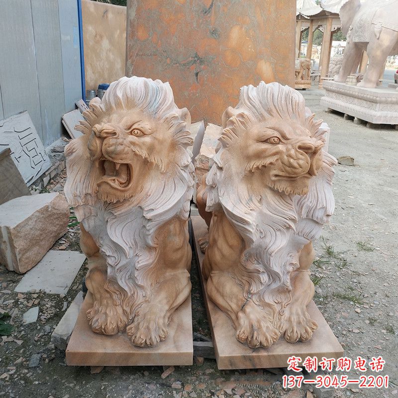 聊城风格多样的狮子雕塑