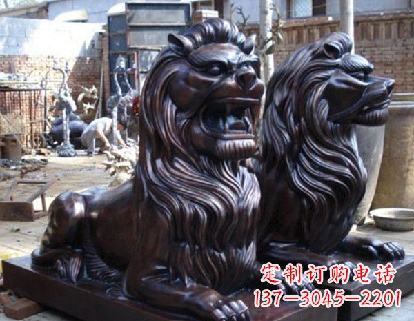 聊城浓郁艺术气息的精美铜雕狮子