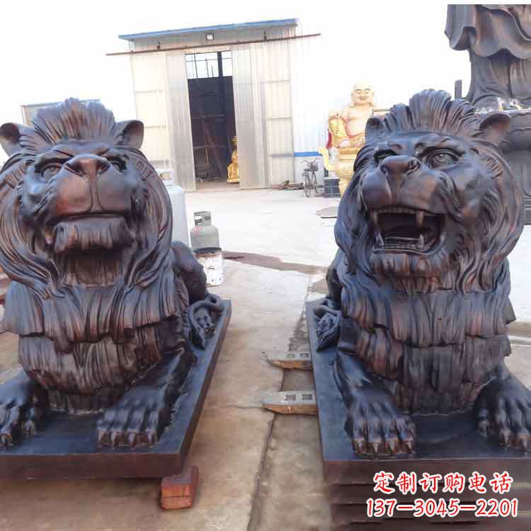 聊城汇丰银行狮子雕塑,精美雕塑展示您的财富