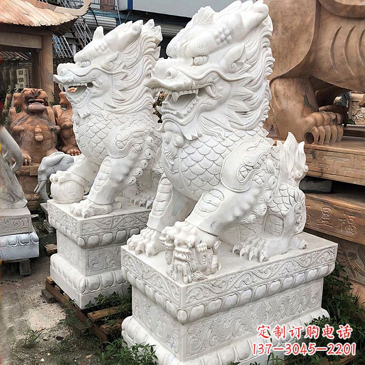 聊城财富守护神:吉祥纳福麒麟石雕
