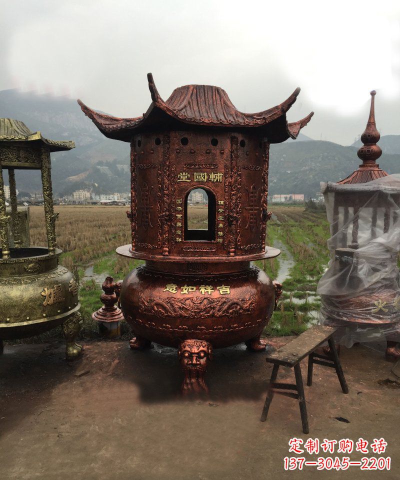 聊城锻铜吉祥如意香炉雕塑