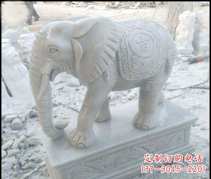 聊城高端大象汉白玉雕塑