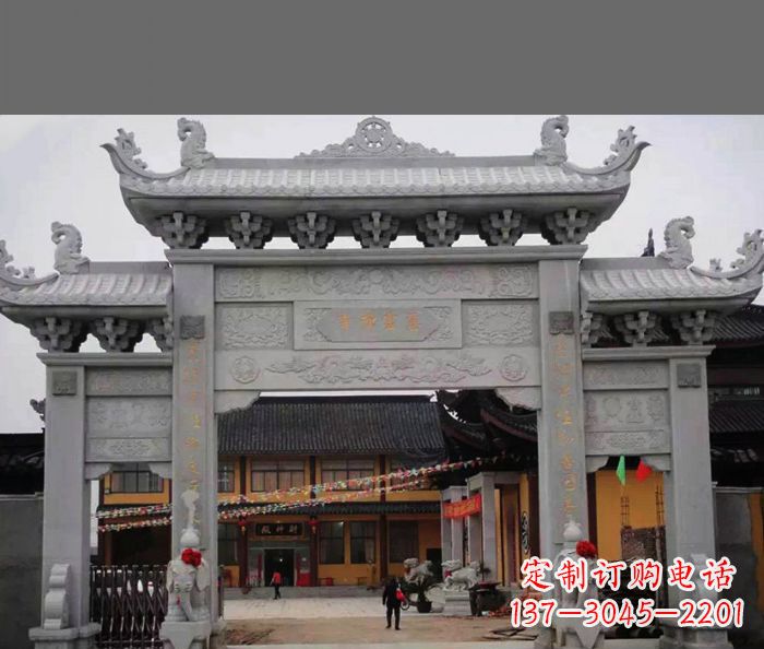 聊城专业街边道路三门石牌坊雕塑制作