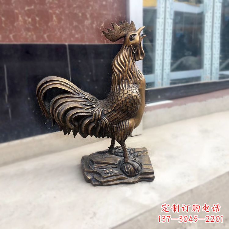 聊城金鸡报晓生肖动物纯铸铜雕塑