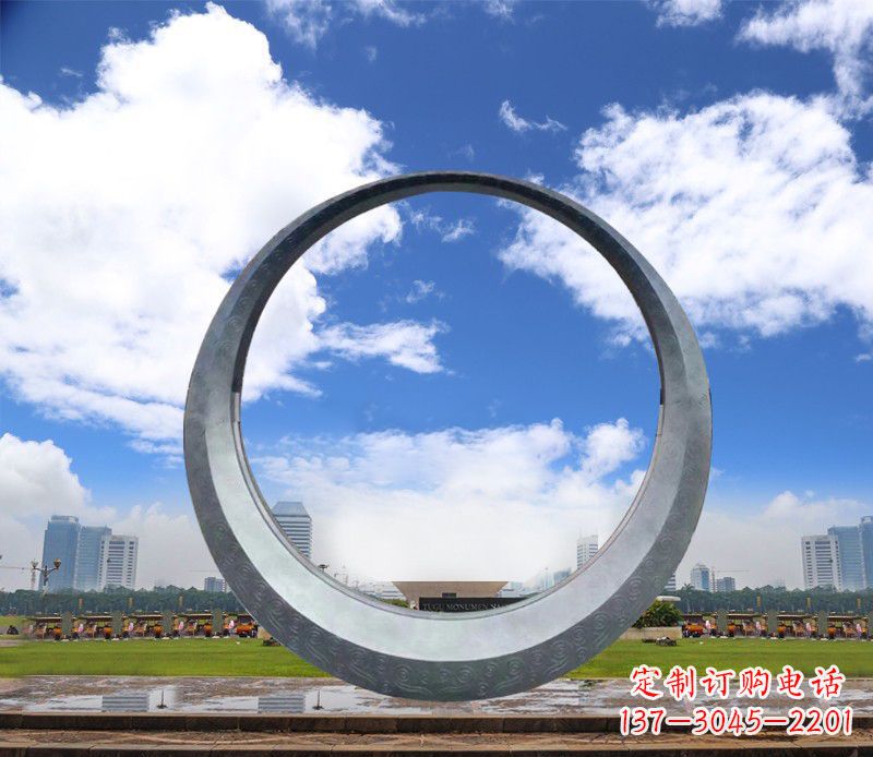 聊城景区不锈钢圆环景观雕塑