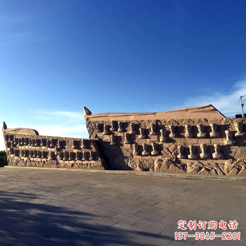 聊城景区广场当代名人著名将领景观石雕头像群