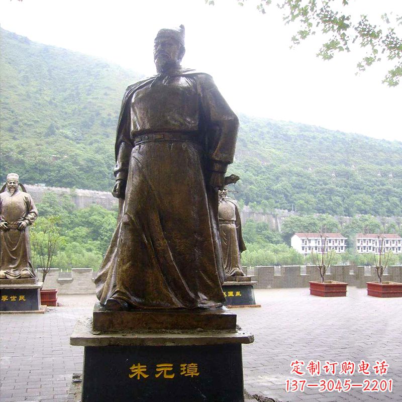聊城景区广场古代帝王明太祖朱元璋铜雕塑像