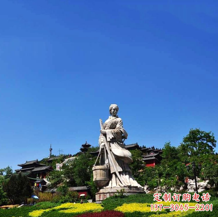 聊城美女雕塑,用精美石料表现传统美