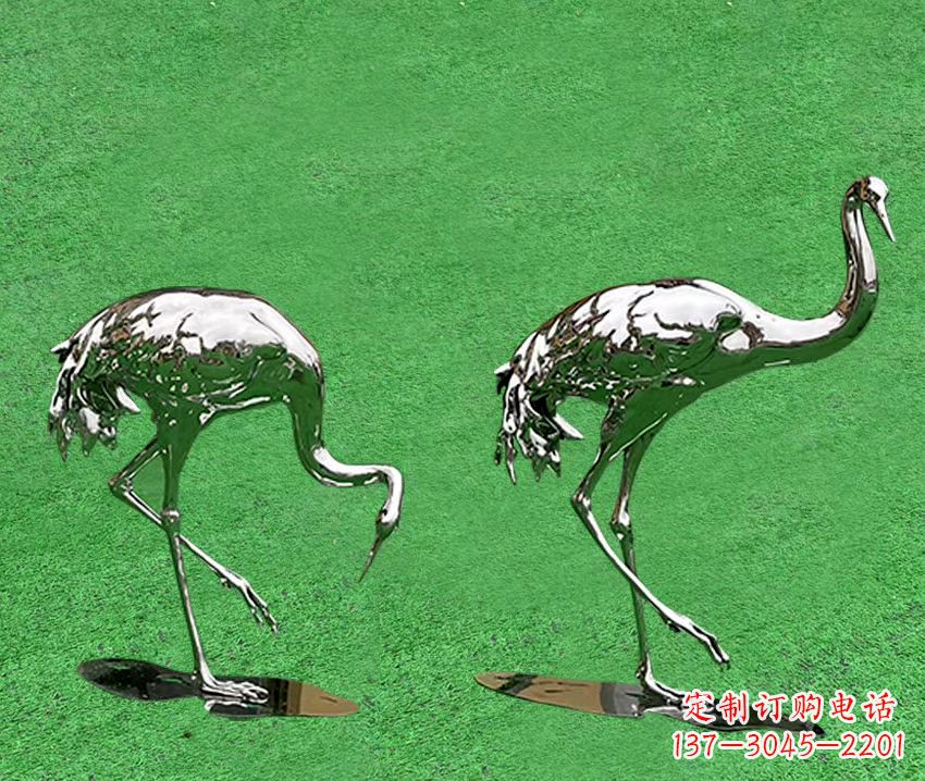 聊城镜面不锈钢动物鹤雕塑