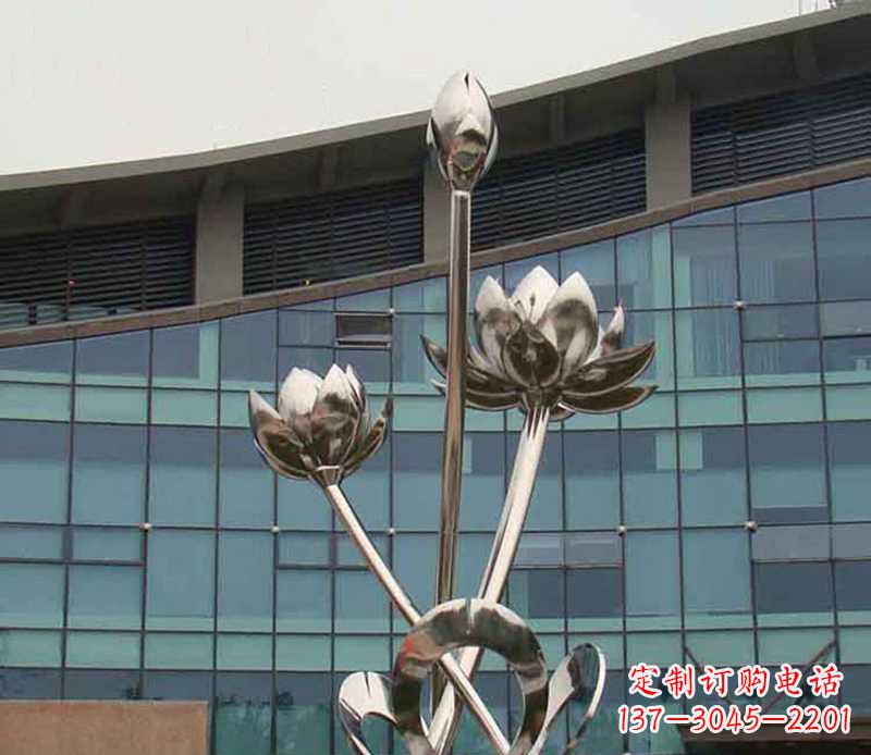 聊城优质镜面不锈钢荷花塑像