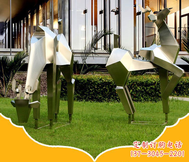 聊城镜面福鹿不锈钢雕塑