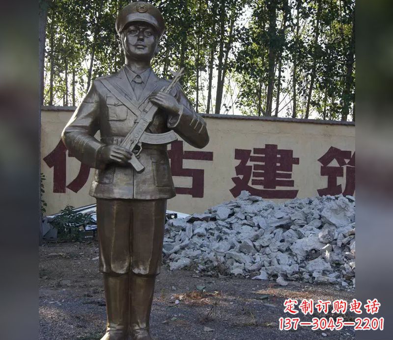 聊城精美纪念,战士铜雕——中领雕塑